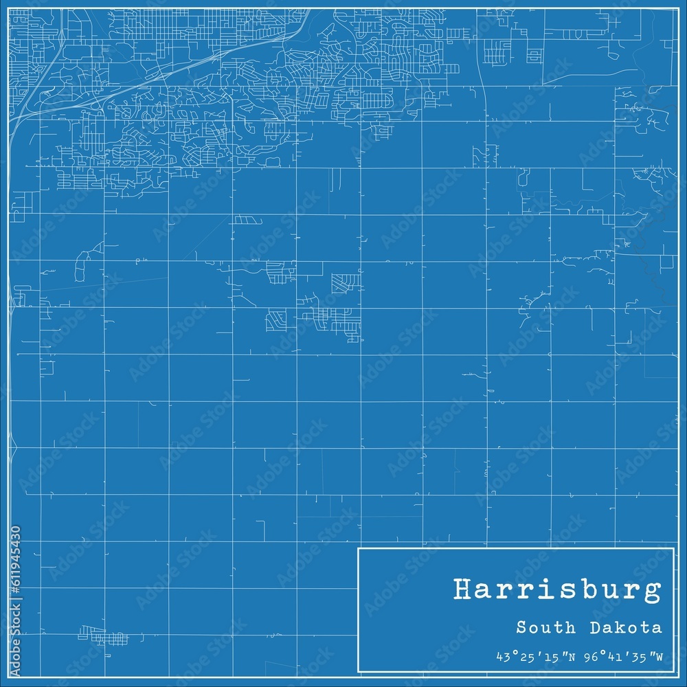 Blueprint US city map of Harrisburg, South Dakota. Blueprint US city map of Harrisburg, South Dakota.