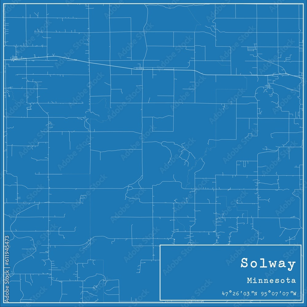 Obraz premium Blueprint US city map of Solway, Minnesota.