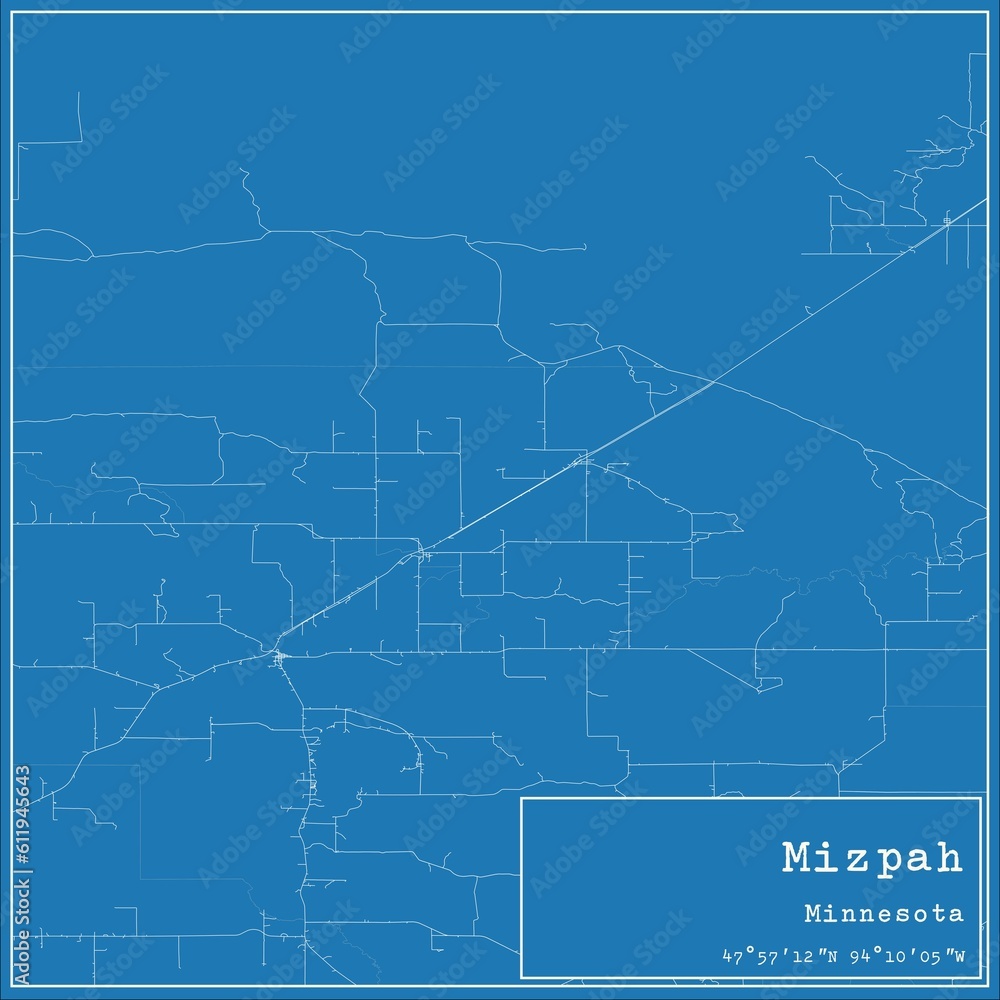 Fototapeta premium Blueprint US city map of Mizpah, Minnesota.
