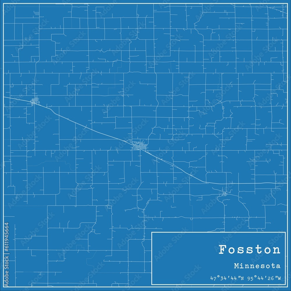 Fototapeta premium Blueprint US city map of Fosston, Minnesota.