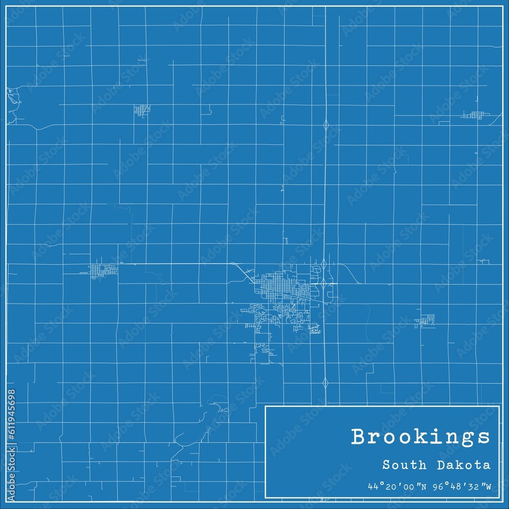 Blueprint US city map of Brookings, South Dakota. Blueprint US city map of Brookings, South Dakota.