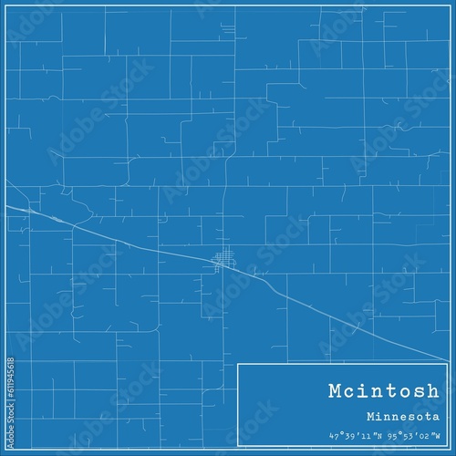 Blueprint US city map of Mcintosh, Minnesota. photo
