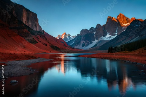 reflection of mountains in the lake © awais