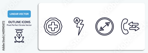 ultimate glyphicons outline icons set. ultimate glyphicons thin line icons pack included plus button, automatic flash, circle sizes, phone call outcoming vector.