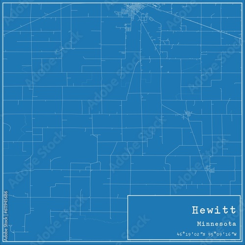 Blueprint US city map of Hewitt, Minnesota. photo