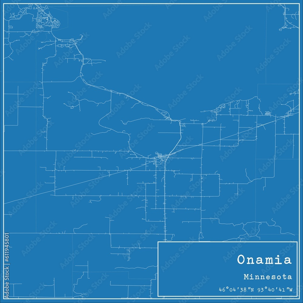Fototapeta premium Blueprint US city map of Onamia, Minnesota.