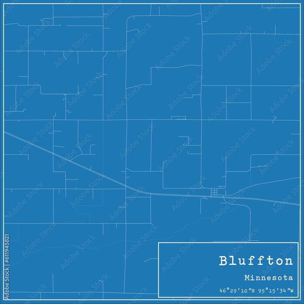 Blueprint US city map of Bluffton, Minnesota. Blueprint US city map of Bluffton, Minnesota.