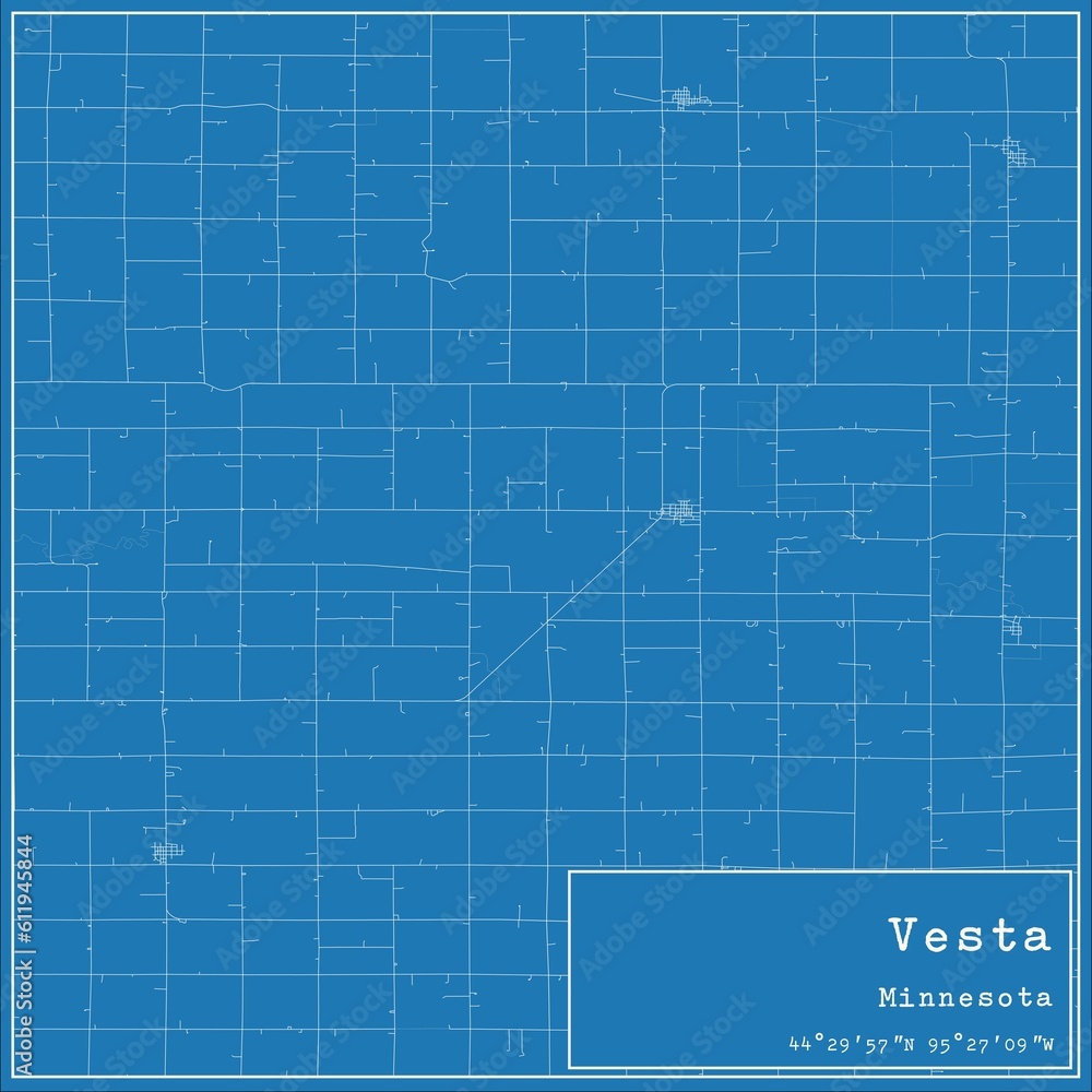 Blueprint US city map of Vesta, Minnesota.