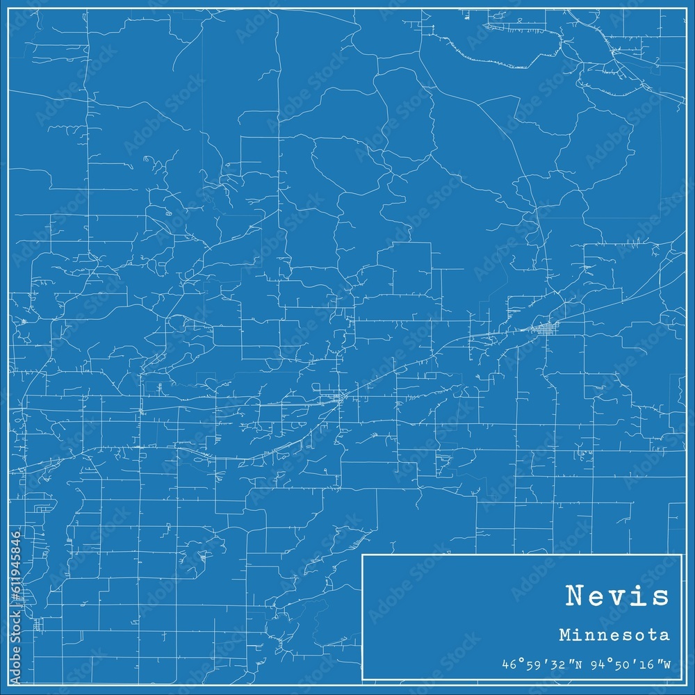 Blueprint US city map of Nevis, Minnesota. Blueprint US city map of Nevis, Minnesota.