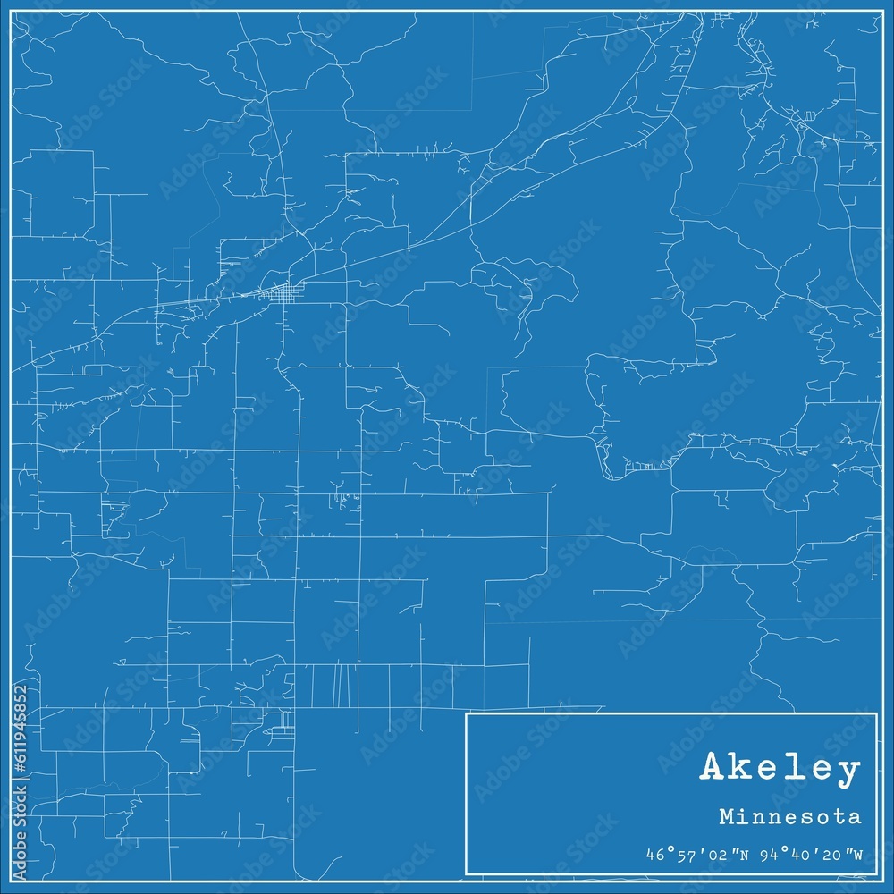 Blueprint US city map of Akeley, Minnesota. Blueprint US city map of Akeley, Minnesota.
