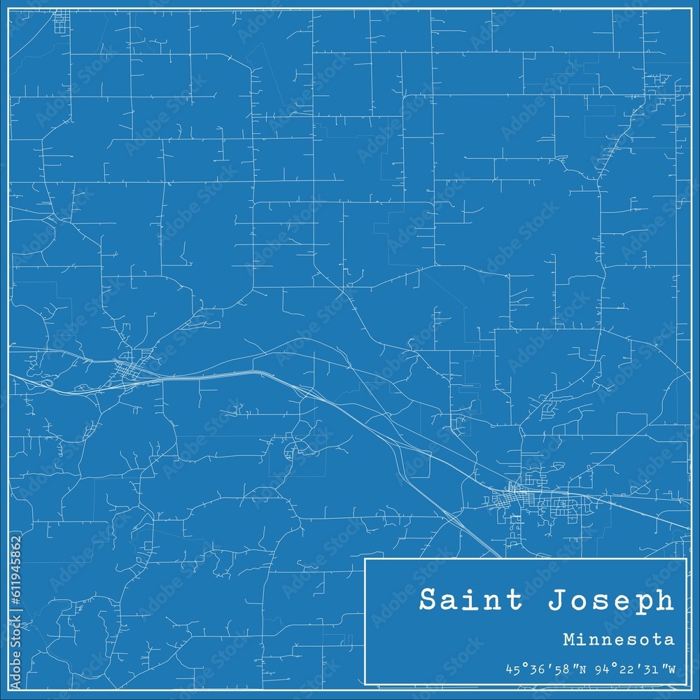Fototapeta premium Blueprint US city map of Saint Joseph, Minnesota.