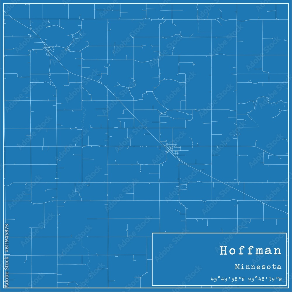 Fototapeta premium Blueprint US city map of Hoffman, Minnesota.