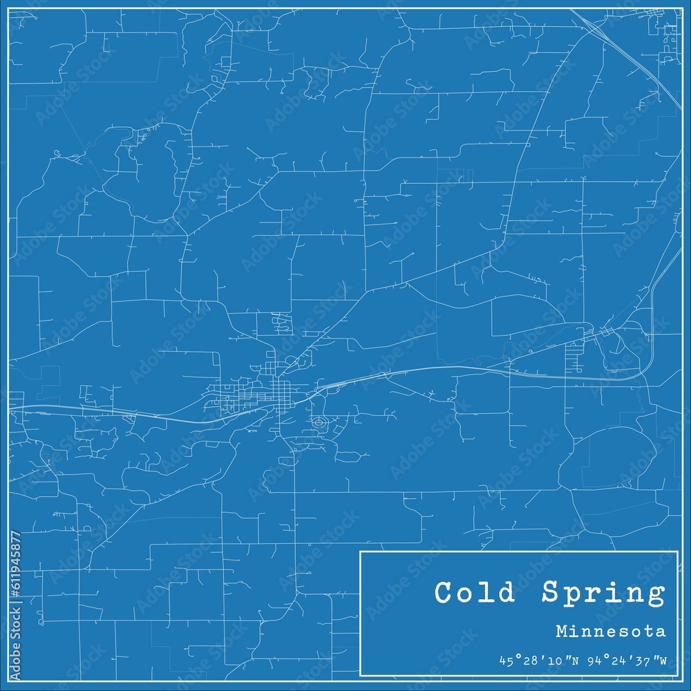 Blueprint US city map of Cold Spring, Minnesota.