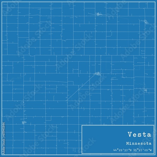 Blueprint US city map of Vesta  Minnesota.