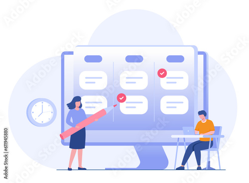 Schedule time management, deadline concept, planner, planning and organization, flat vector illustration banner