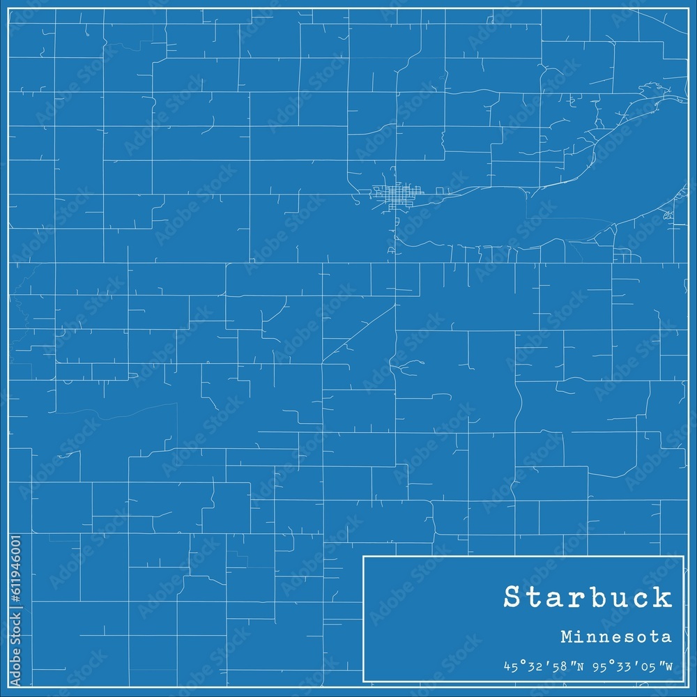 Blueprint US city map of Starbuck, Minnesota. Blueprint US city map of Starbuck, Minnesota.