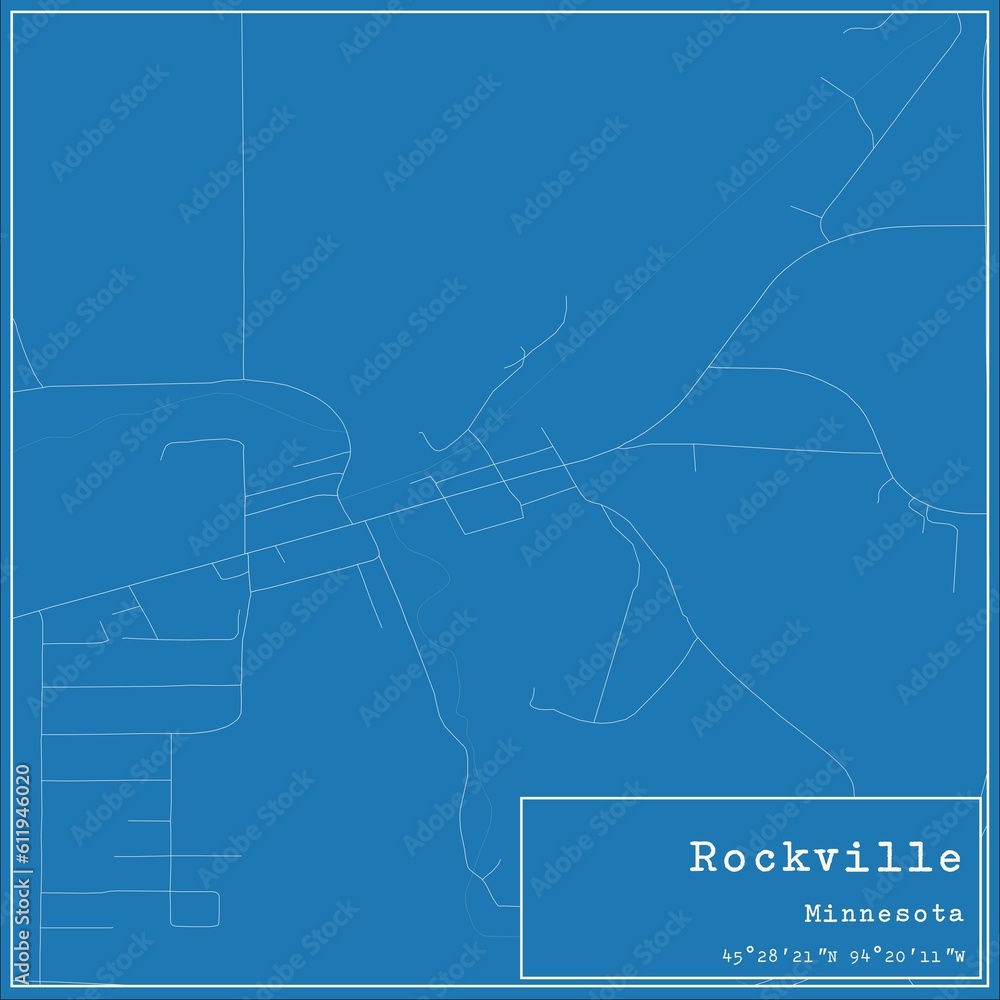 Blueprint US city map of Rockville, Minnesota.