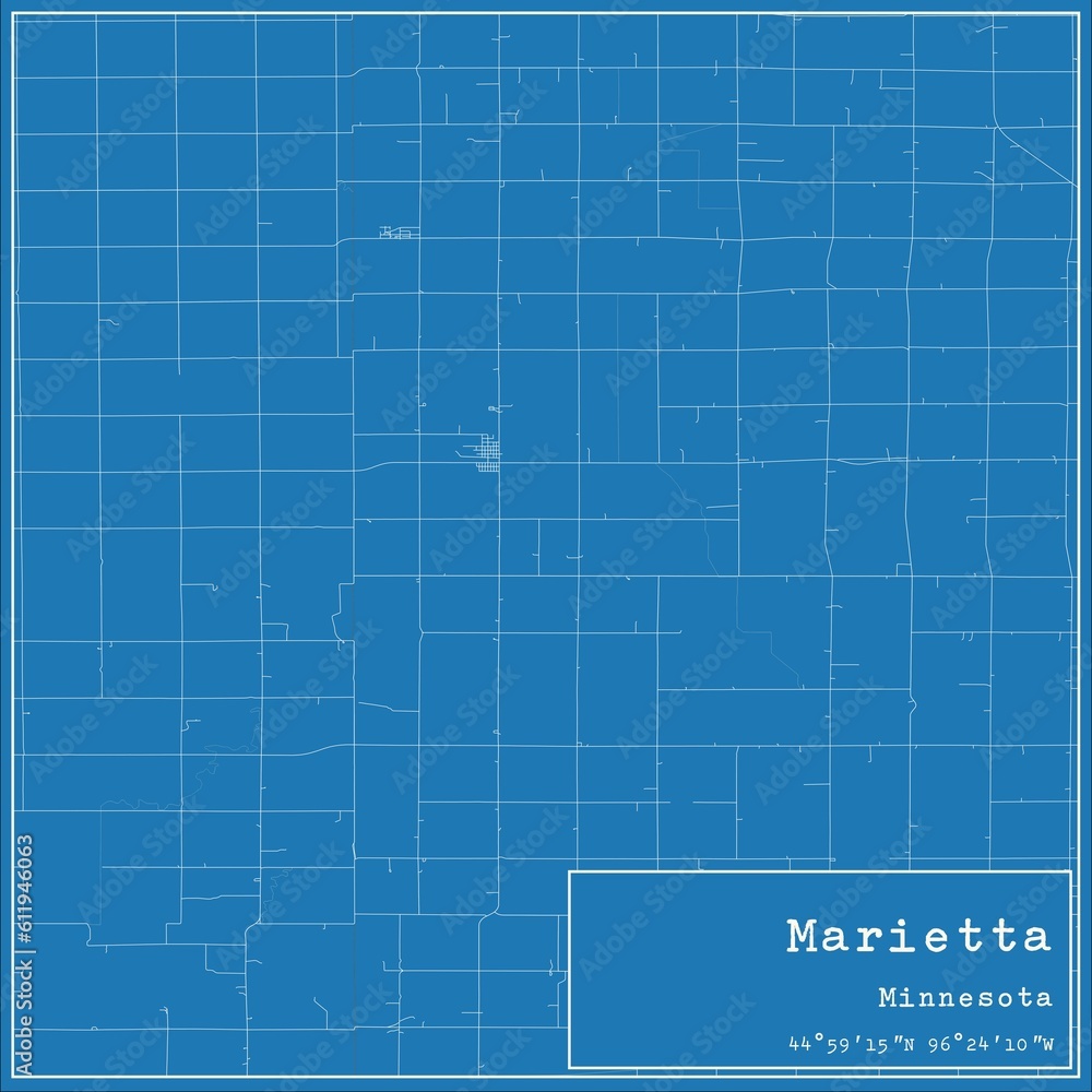 Blueprint US city map of Marietta, Minnesota.