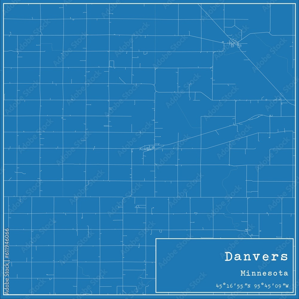 Blueprint US city map of Danvers, Minnesota. Blueprint US city map of Danvers, Minnesota.
