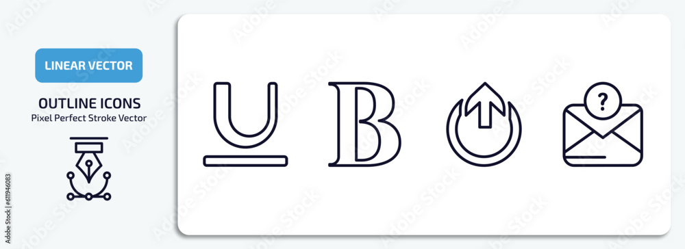user interface outline icons set. user interface thin line icons pack included underline, bold text, external, anonymous message vector. user interface outline icons set. user interface thin line icons pack included underline, bold text, external, anonymous message vector.