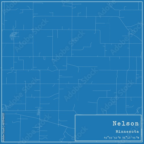 Blueprint US city map of Nelson, Minnesota.