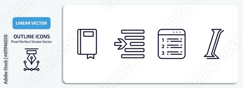 Photography user interface outline icons set