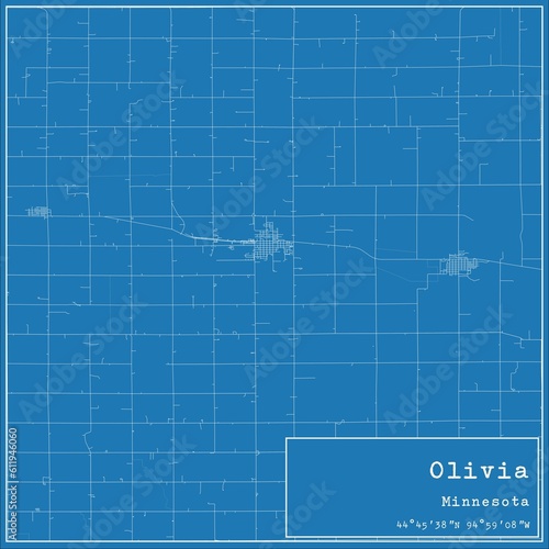 Blueprint US city map of Olivia  Minnesota.