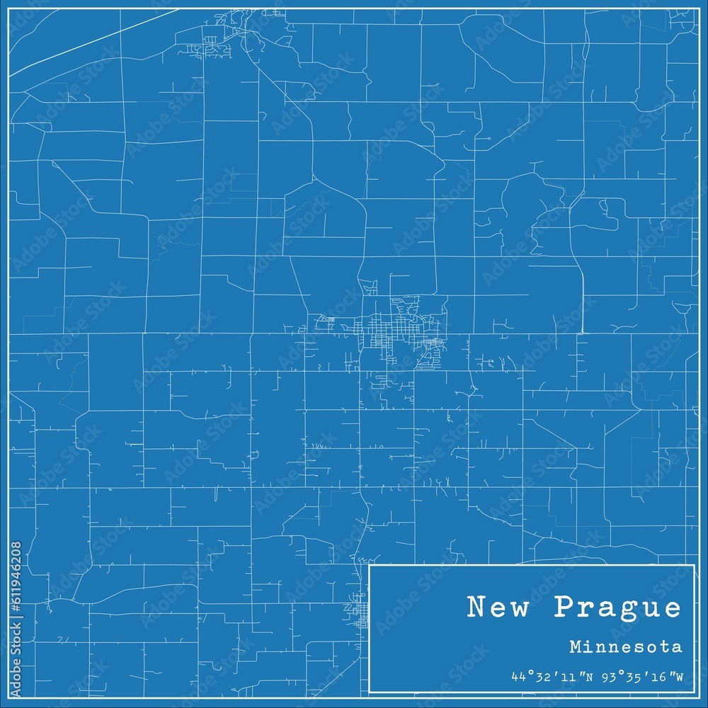 Blueprint US city map of New Prague, Minnesota. Blueprint US city map of New Prague, Minnesota.