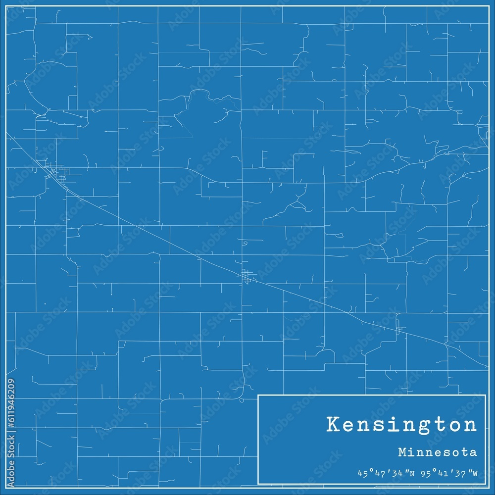Obraz premium Blueprint US city map of Kensington, Minnesota.