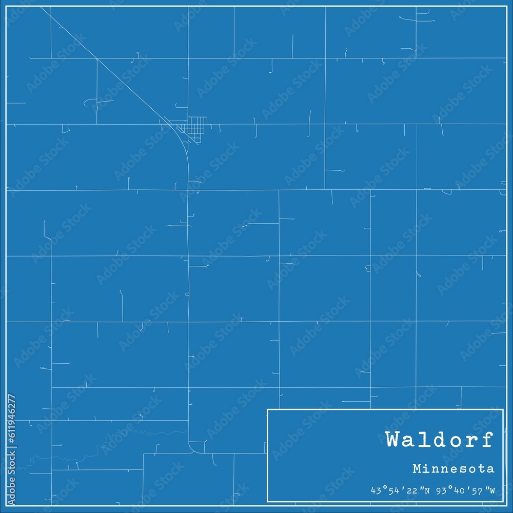Blueprint US city map of Waldorf, Minnesota. Blueprint US city map of Waldorf, Minnesota.