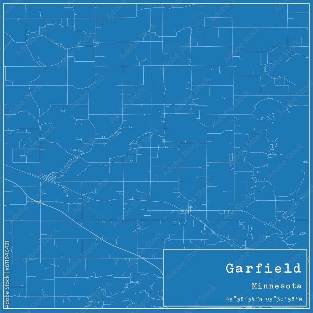 Fototapeta premium Blueprint US city map of Garfield, Minnesota.
