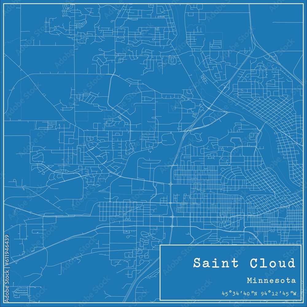 Blueprint US city map of Saint Cloud, Minnesota. Blueprint US city map of Saint Cloud, Minnesota.