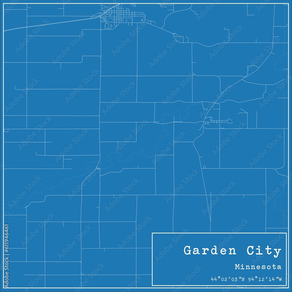 Fototapeta premium Blueprint US city map of Garden City, Minnesota.