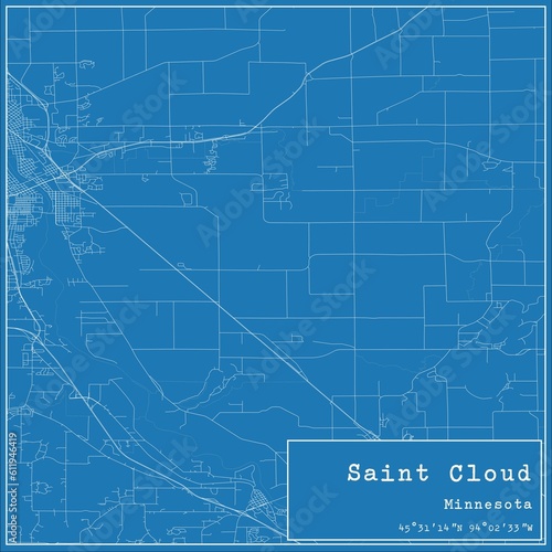 Blueprint US city map of Saint Cloud, Minnesota. photo