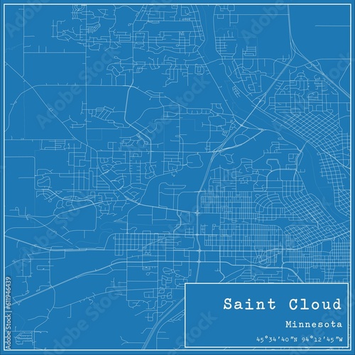 Blueprint US city map of Saint Cloud, Minnesota. photo