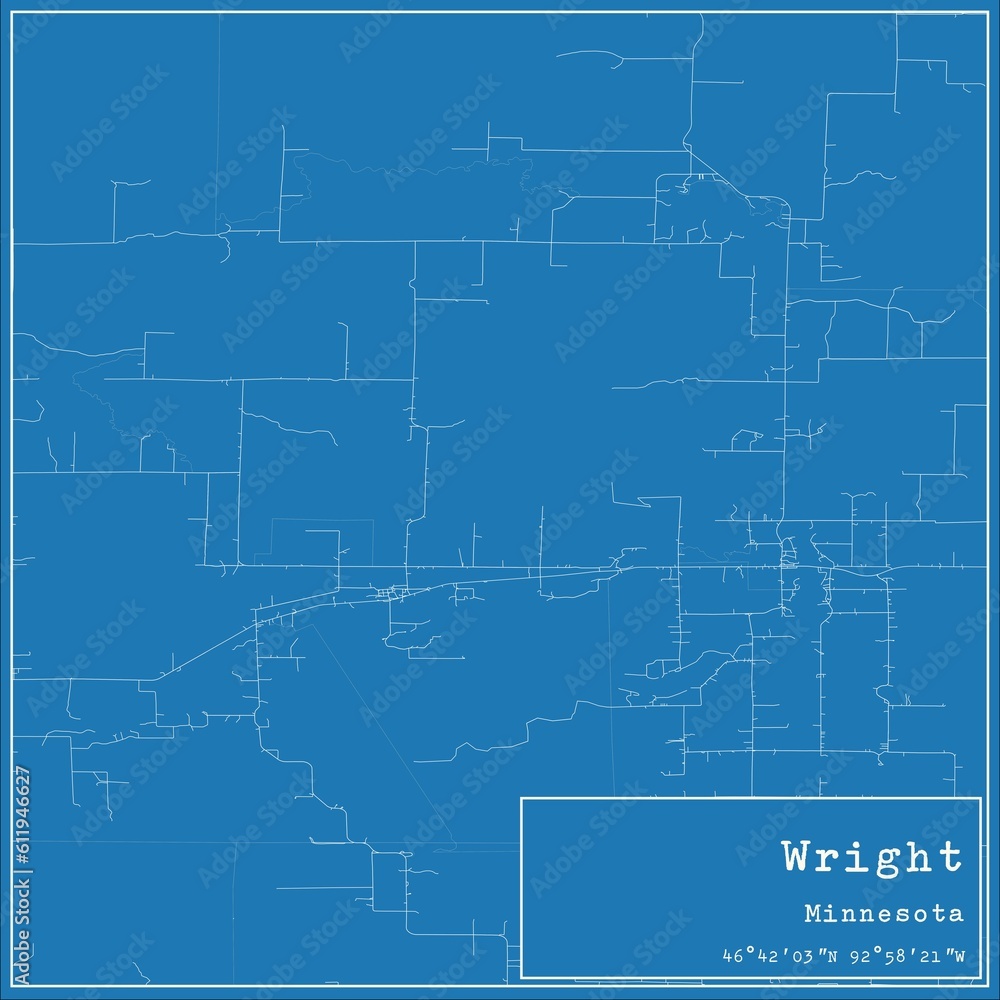 Blueprint US city map of Wright, Minnesota.