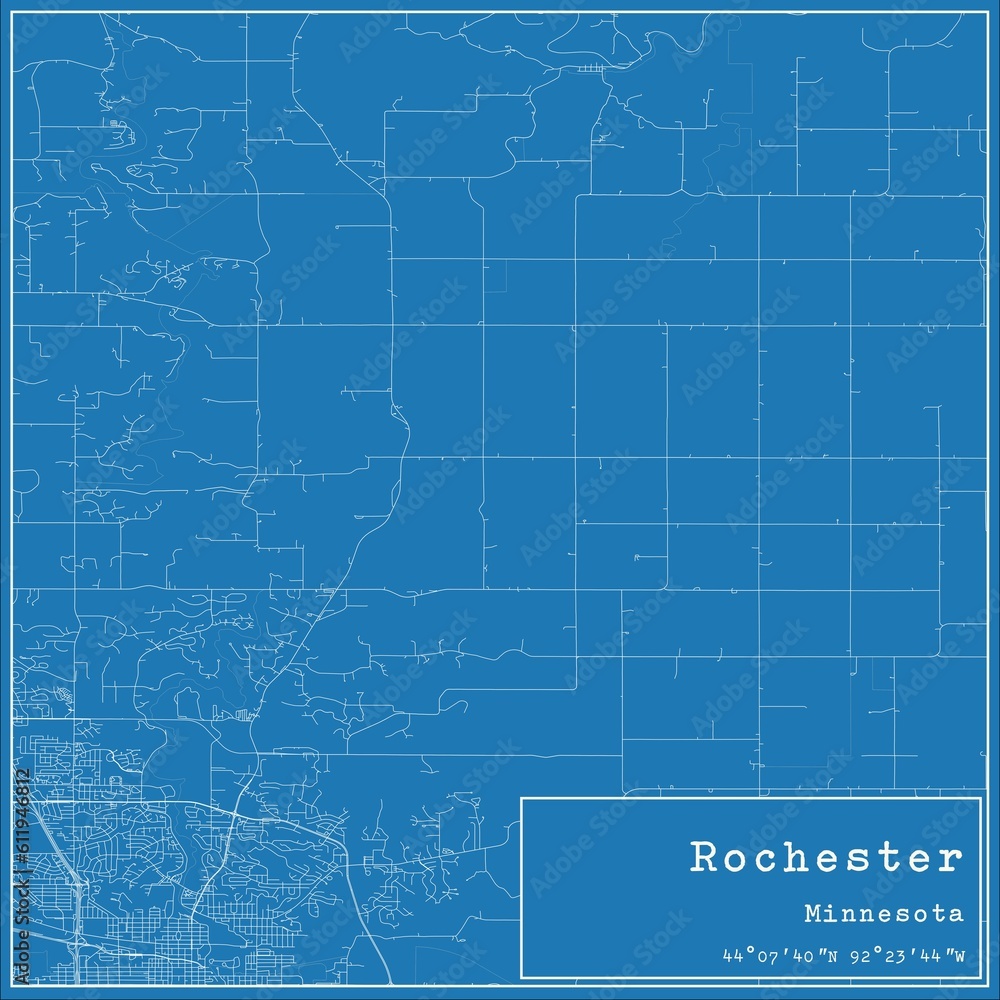 Blueprint US city map of Rochester, Minnesota. Blueprint US city map of Rochester, Minnesota.