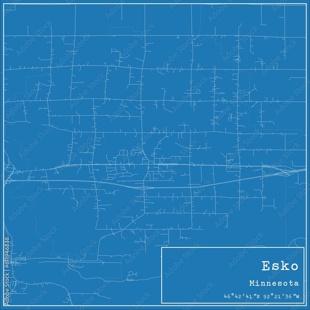Blueprint US city map of Esko, Minnesota.