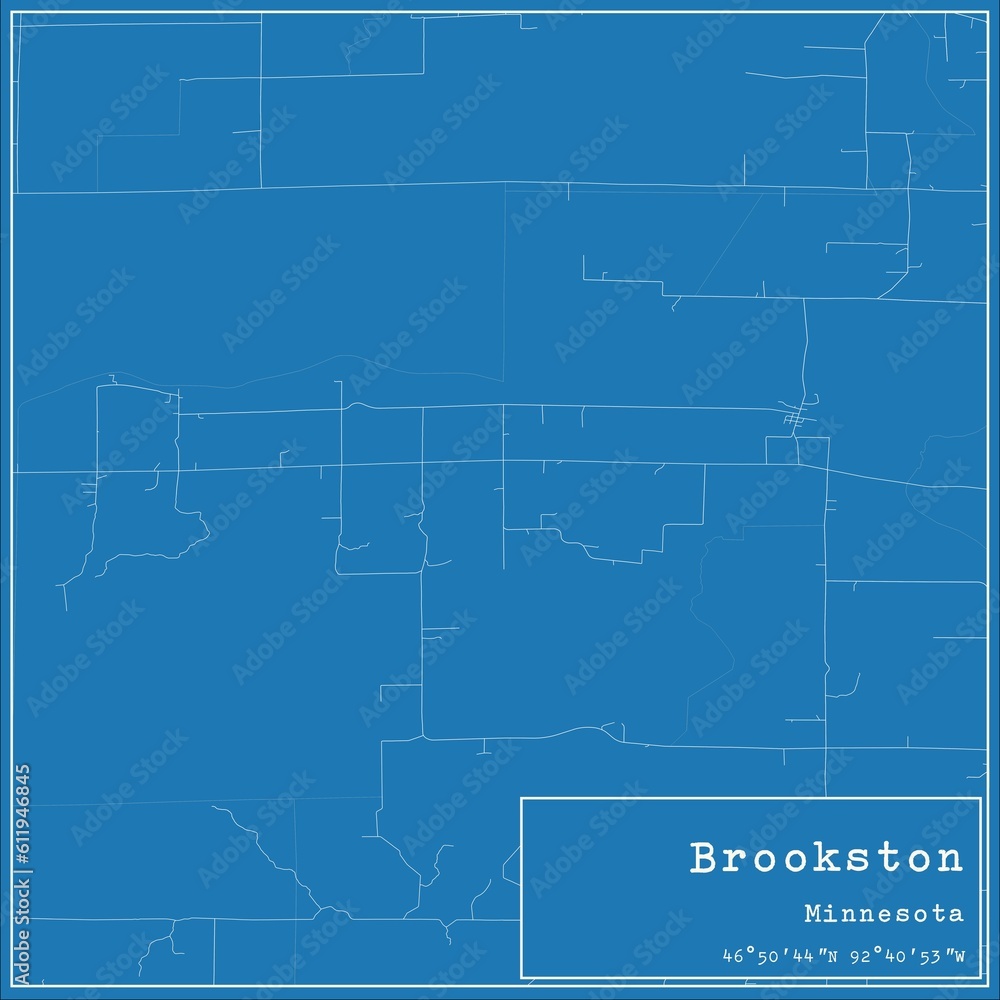 Blueprint US city map of Brookston, Minnesota.