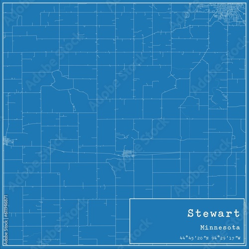 Blueprint US city map of Stewart, Minnesota.