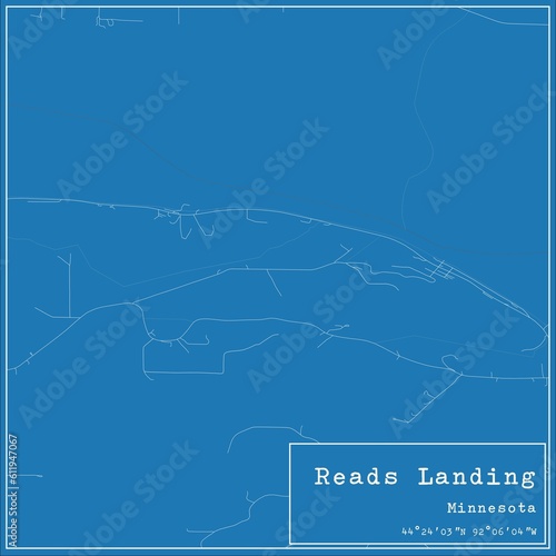 Blueprint US city map of Reads Landing, Minnesota.