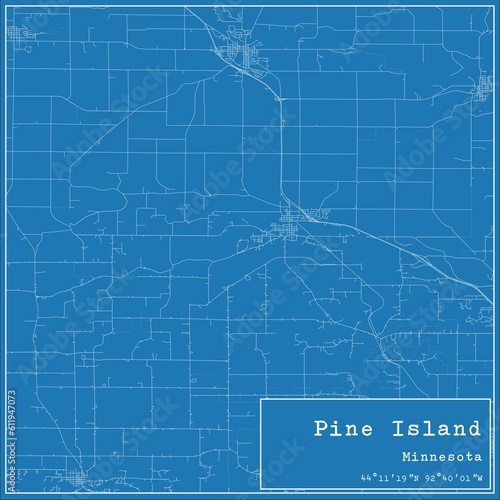 Blueprint US city map of Pine Island, Minnesota. photo
