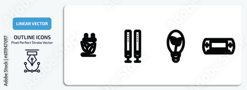 technology outline icons set. technology thin line icons pack included ecologic electricity, theater, ecologic bulb, vector.