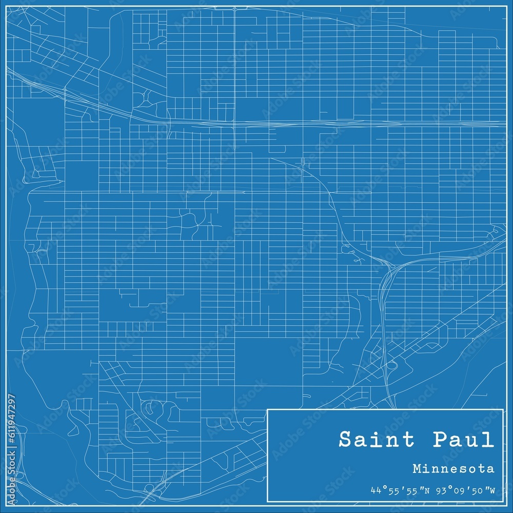 Fototapeta Blueprint US city map of Saint Paul, Minnesota.