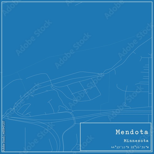 Blueprint US city map of Mendota, Minnesota. photo