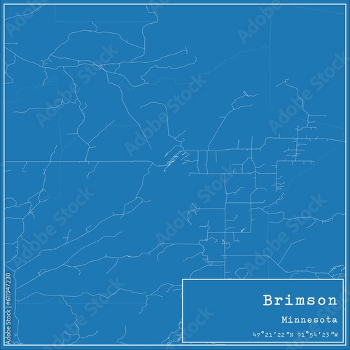 Blueprint US city map of Brimson, Minnesota.
