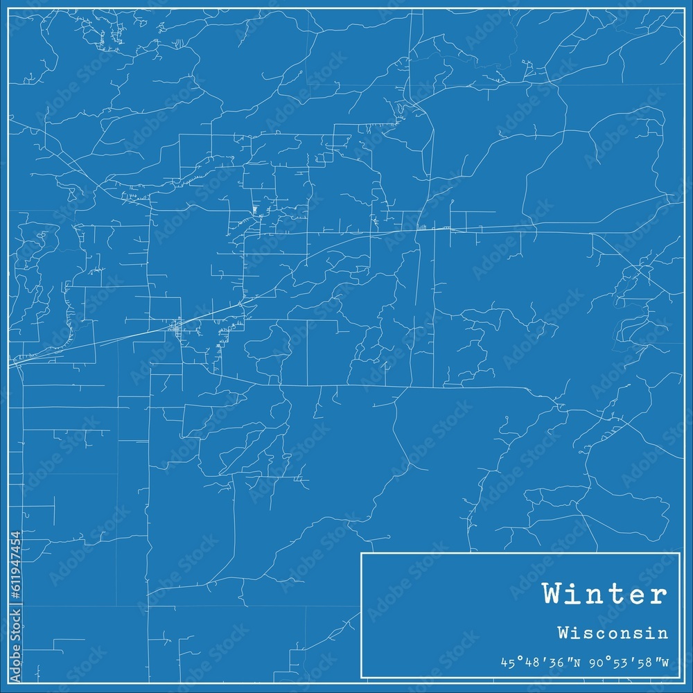 Obraz premium Blueprint US city map of Winter, Wisconsin.
