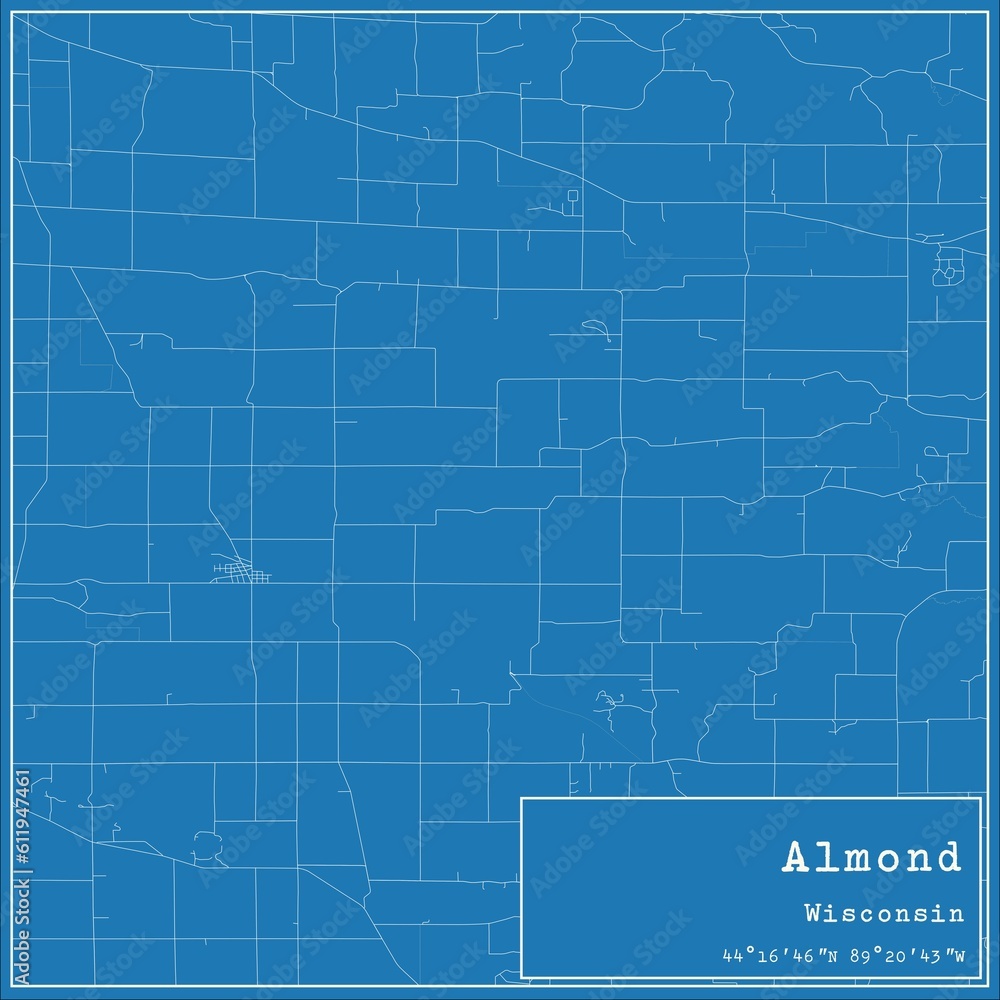 Blueprint US city map of Almond, Wisconsin.