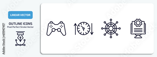 technology outline icons set. technology thin line icons pack included video game controller, uptime and downtime, multichannel marketing, ide vector.