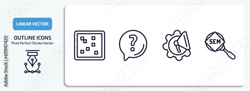 technology outline icons set. technology thin line icons pack included raster images, asking, marketing automation, search engine marketing vector.